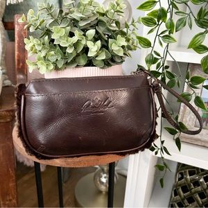 Patricia Nash Leather Sherpa Wristlet